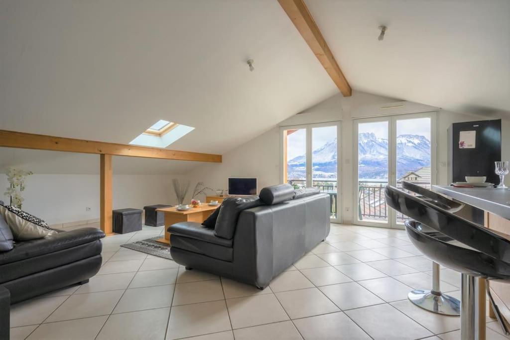 Cabana & Panorama Lac Annecy -Parking & Terrasse Sevrier Bagian luar foto