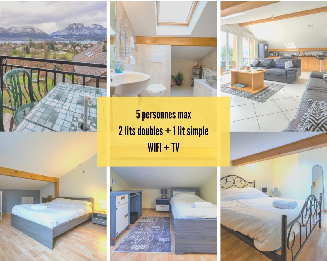Cabana & Panorama Lac Annecy -Parking & Terrasse Sevrier Bagian luar foto
